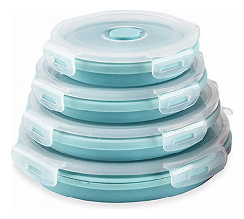 Juego 4 Recipientes Silicona Plegables Almacenamiento Alimen 0