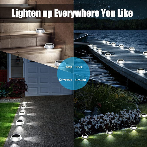 Solpex Solar Deck Lights Outdoor 8 Pack, Solar Driveway Ligh 1