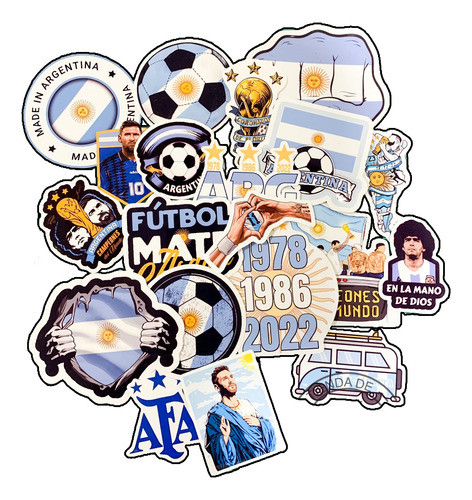 Stickers Vinilo Autoadhesivos Seleccion Argentina Pack X 20 0