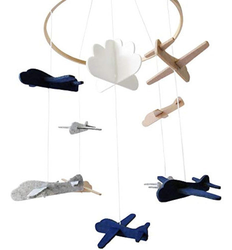 Por Acedera Para Cuna De Bebé Y Helecho  Aviones De Fieltro 0