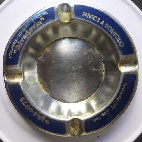 Antiguo Cenicero De Chapa Confiteria Rivadavia Rotiseria 0