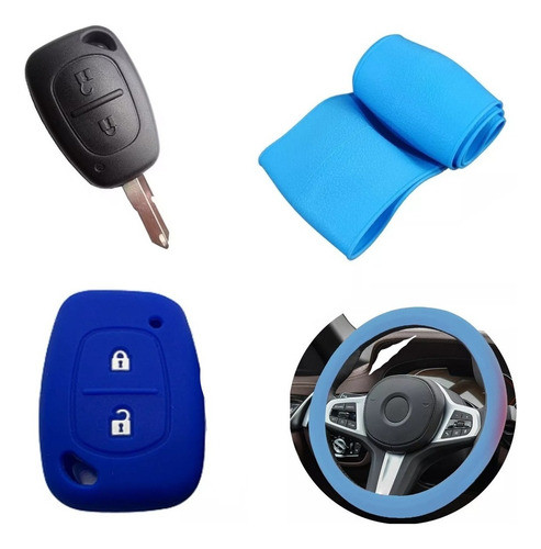 Cubre Volante + Funda Llave Silicona - Renault Clio - Azul 0