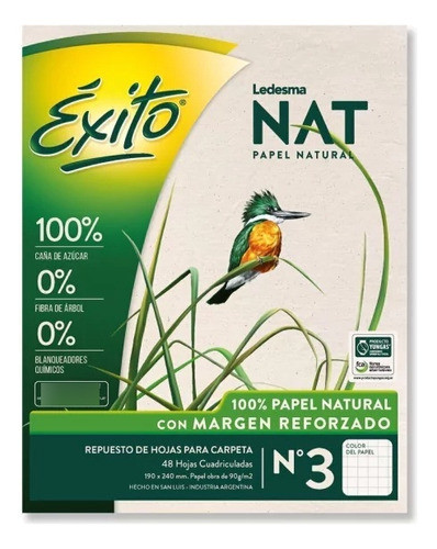 Repuesto Éxito Nat De 48 Hojas Cuadriculada Margen Reforzado 0