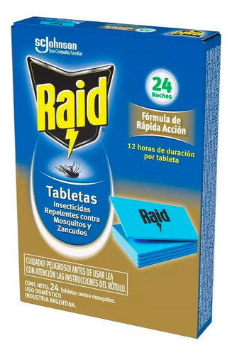Raid Tabletas Repelente Insecticida Mosquitos 24 Noches 6c 0