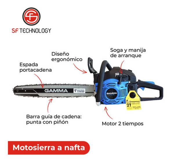 Motosierra Gamma A Explosión Gamma Nafta Espada 20 52cc . 1