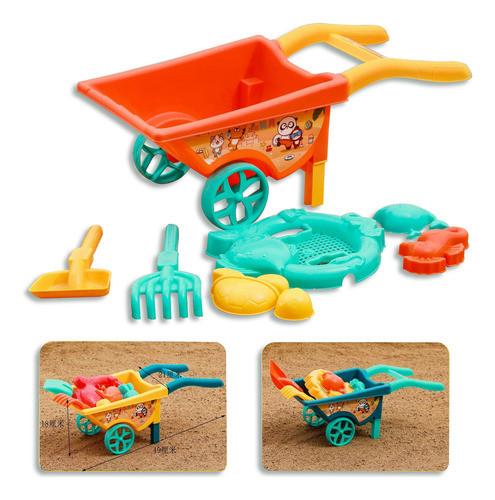 Juego De Playa 8pzas. Con Carretilla En Red  32x13.7cm 0