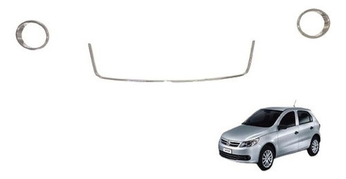 Cubre Parrilla Y Aro Faros Auxiliar Cromado Gol Trend Voyage 0