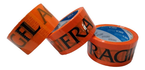 Cinta Auca Impresa Frágil Naranja 48 Mm X 50 Metros 0