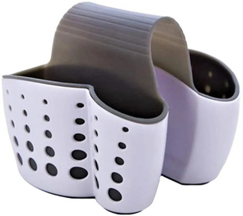 Porta Esponja Colgante Doble - Cocina  - Blanco Con Gris 0