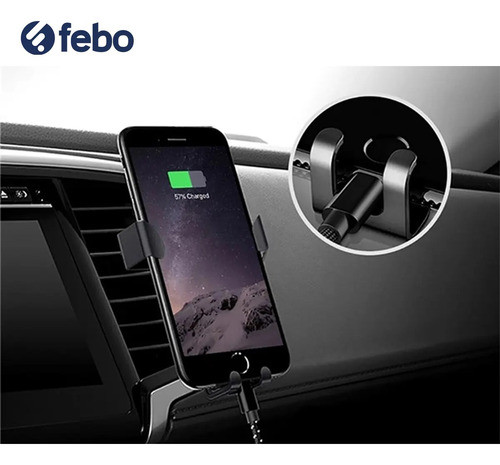 Soporte Auto Cierre De Gravedad Para Celular Rejilla Febo 1