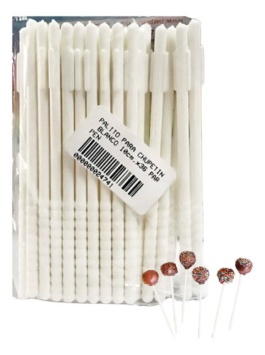 Palito Para Chupetin Blanco 10cm. X36 Parpen - Cotillón Waf 0