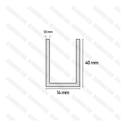 Perfil U 14x40 Aluminio Blanco 6mts Avellaneda 1