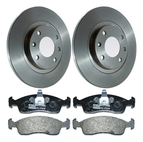 Kit Discos Y Pastillas P/ Peugeot 208 Citroen C3 1.5 Solidos 0