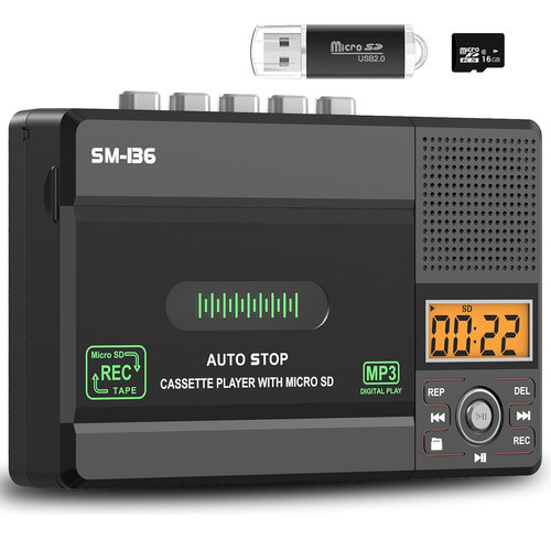 Reproductor De Cassette Portátil Con Grabadora Y Pantalla Lc 0