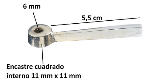 Manija Palanca Cromada Llave Paso P/ Gas Cuadrado 11mm X5 Un 1