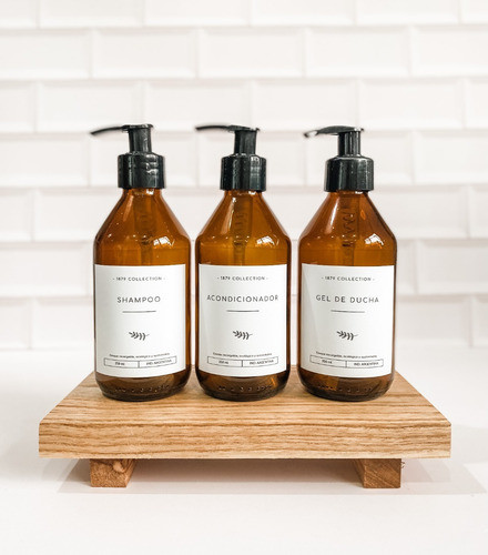 Set Dispenser Vidrio 250 Shampoo-acondicionador-gel+tablita 1