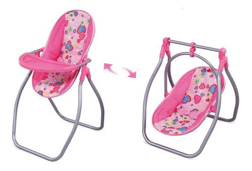Silla De Comer De Metal Para Muñeca 2en 1 Columpio 0