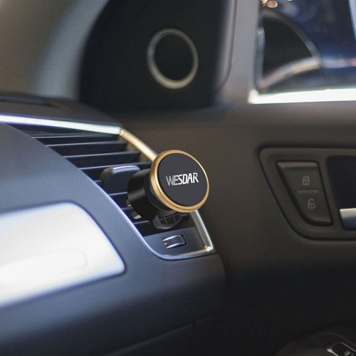 Soporte Celular Auto Magnetico Ventilacion Wesdar C6 Dorado 1