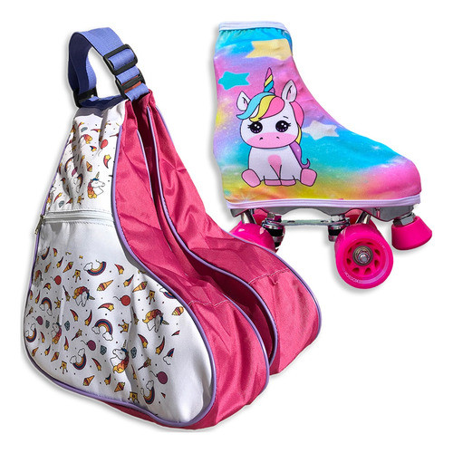 Bolso Alforja Para Patines Unicornio + Cubre Patines 0