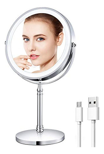 Espejo De Maquillaje Con Luz Recargable De 8 '', Espejo De T 0