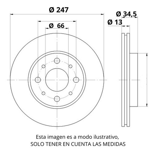 Kit (2) Discos De Freno Delanteros Peugeot 206 Solidos 247mm 1