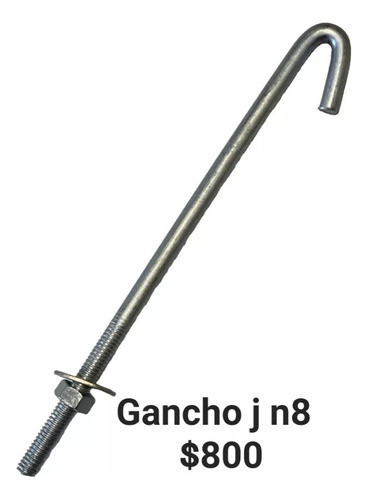 Gancho J 5/16 N8 Para Alambrados Con Tuerca Y Arandela 0