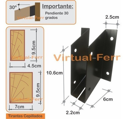 Soportes Para Vigas Y Tirantes De Madera 2x4 Y 3x4 A 30º 1