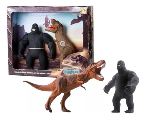 Gorila King Kon Mono Vs Dinosaurio T Rex Godz Goma Sonido 0