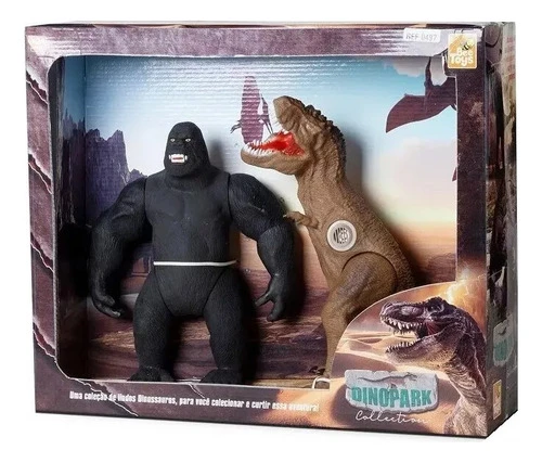 Gorila King Kon Mono Vs Dinosaurio T Rex Godz Goma Sonido 1