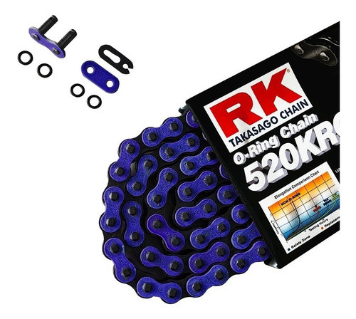Cadena Rk Con Oring 520 / 118 Pasos Azul Motocross Enduro 0