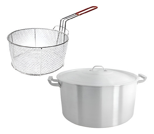 Set Cacerola Aluminio Gastronomica 30 Cm + Canasto Freidor 0