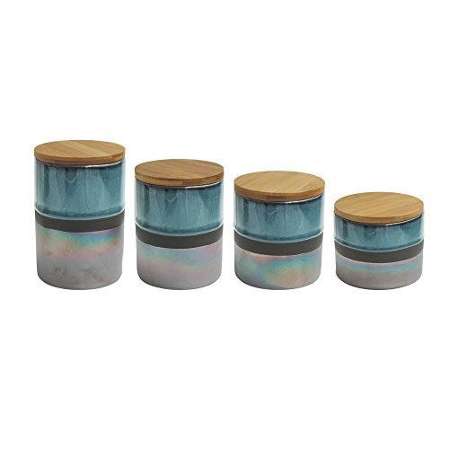 Set De 4 Recipientes Abingdon, Verde / Plateado 0