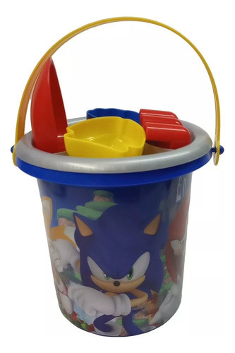 Kit De Playa Sonic Balde Pala Rastrillo Colador Moldes 1222 1