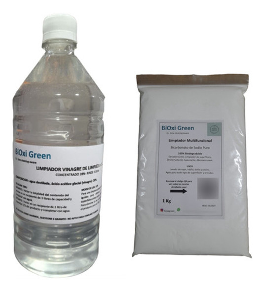 Vinagre Limpieza 28% X 1 Lts Rinde 3lts + Bicarbonato X 1kg 0