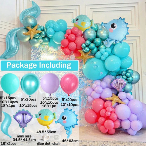 Arco De Globos Bajo El Mar Peces Cumpleaños Infantil Oceano 1