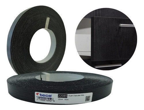 Filo Melaminico Preencolado Fresno Negro 22mm X 50mts Tece 0