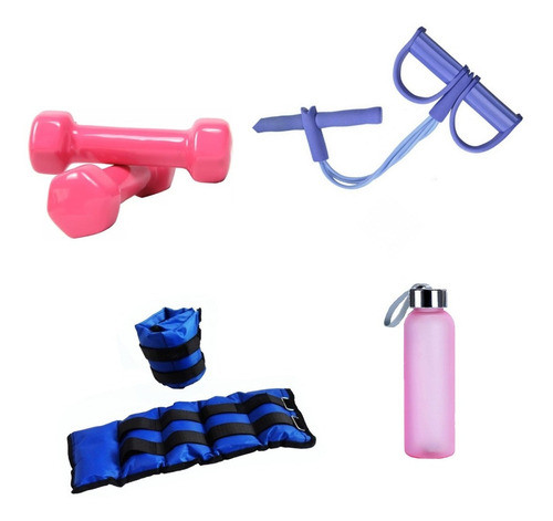 Kit Fitness Mancuernas 2kg, Tobilleras,banda, Yoga,pilates 0