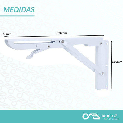Ménsula Rebatible Para Mesa 405mm Blanca (por Par) Becusa 1