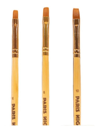 Pincel Chato Para Gel Palo De Madera N°10 Paris Night 0