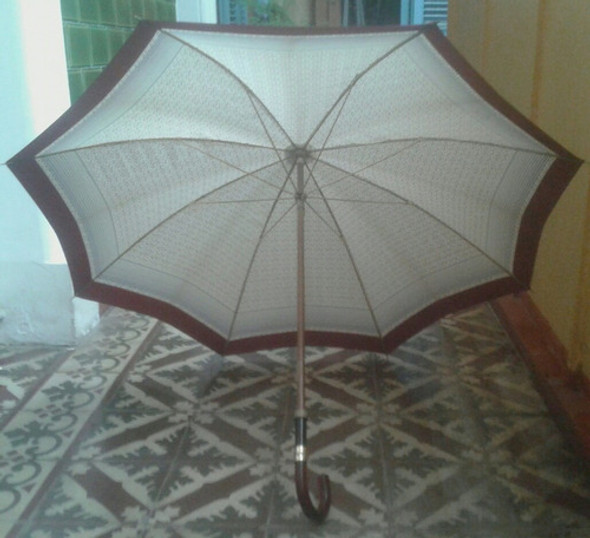 Paraguas De Diseño Valentino Mango Ambar Tela Seda Oro 0
