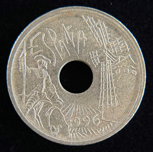 España, 25 Pesetas, 1996. Juan Carlos I. Mancha Don Quijote 0