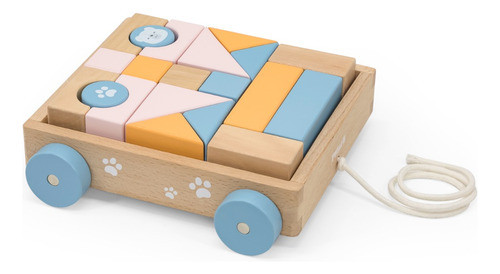 Carrito De Arrastre Polar B Bloques Apilables  De Madera 0