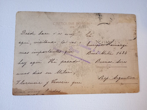 Tarjeta Postal Antigua Roma 1907. Templo Di Faustina Ed Anto 1