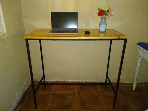 Barra Desayunador Recibidor Estilo Industrial Madera Hierro 0