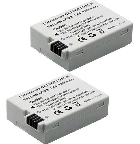 2baterias Lp-e8 1800mah P/ Eos Canon Rebel T2i T3i T4i T5i 0