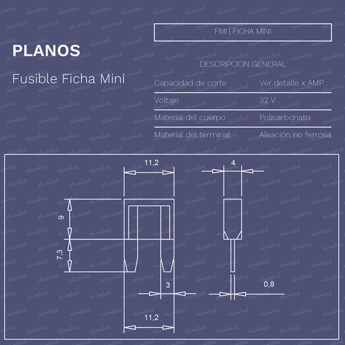 25 Mini Fusible Plano 3a Automotor Ast Mini Blade 11x4x16mm 1