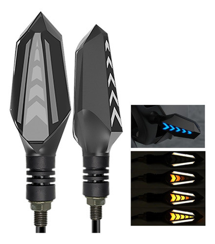 Kit X2 Faros Moto Luz Giro Ambar Secuencial + Blanco A-vip. 0