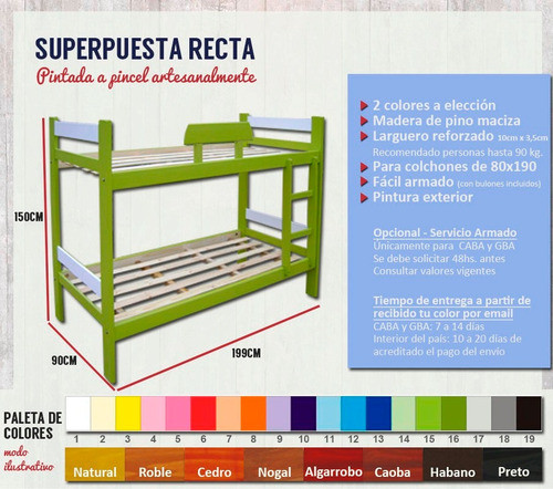 Cama Superpuesta Marinera Personalizada 2 Pisos Envío S/c* Pino Macizo 1
