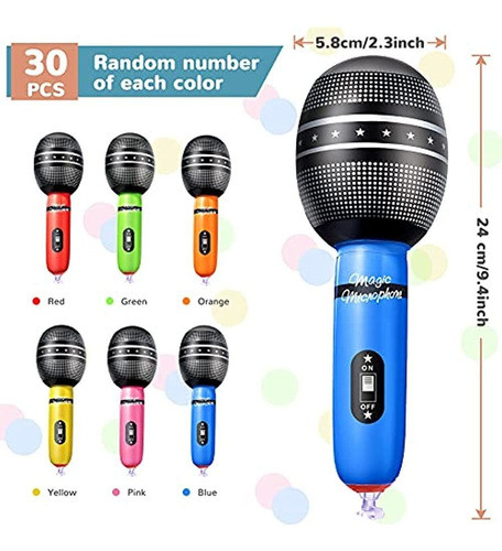 30 Micrófonos Inflables Micrófono Inflable Colores Surtidos 1