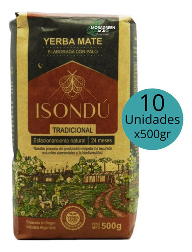 Yerba Mate Isondú Tradicional Pack 10 X 500 Gr 0